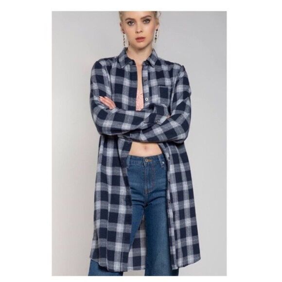 𝅺pol Navy Plaid Oversized Button Down Shirt - Picture 8 of 10